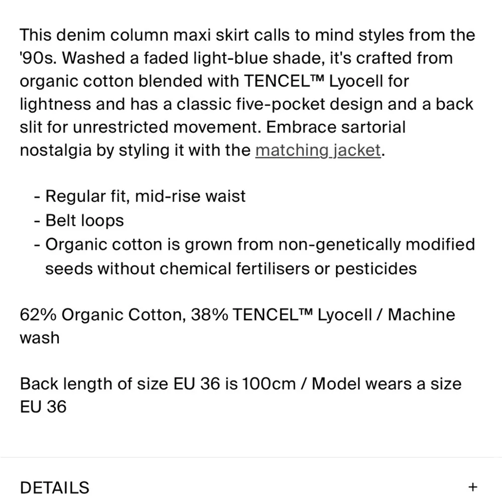 COS Mid Rise 90s Faded Light Blue Pocketed Denim Midi Skirt Size 2 - Picture 5 of 7